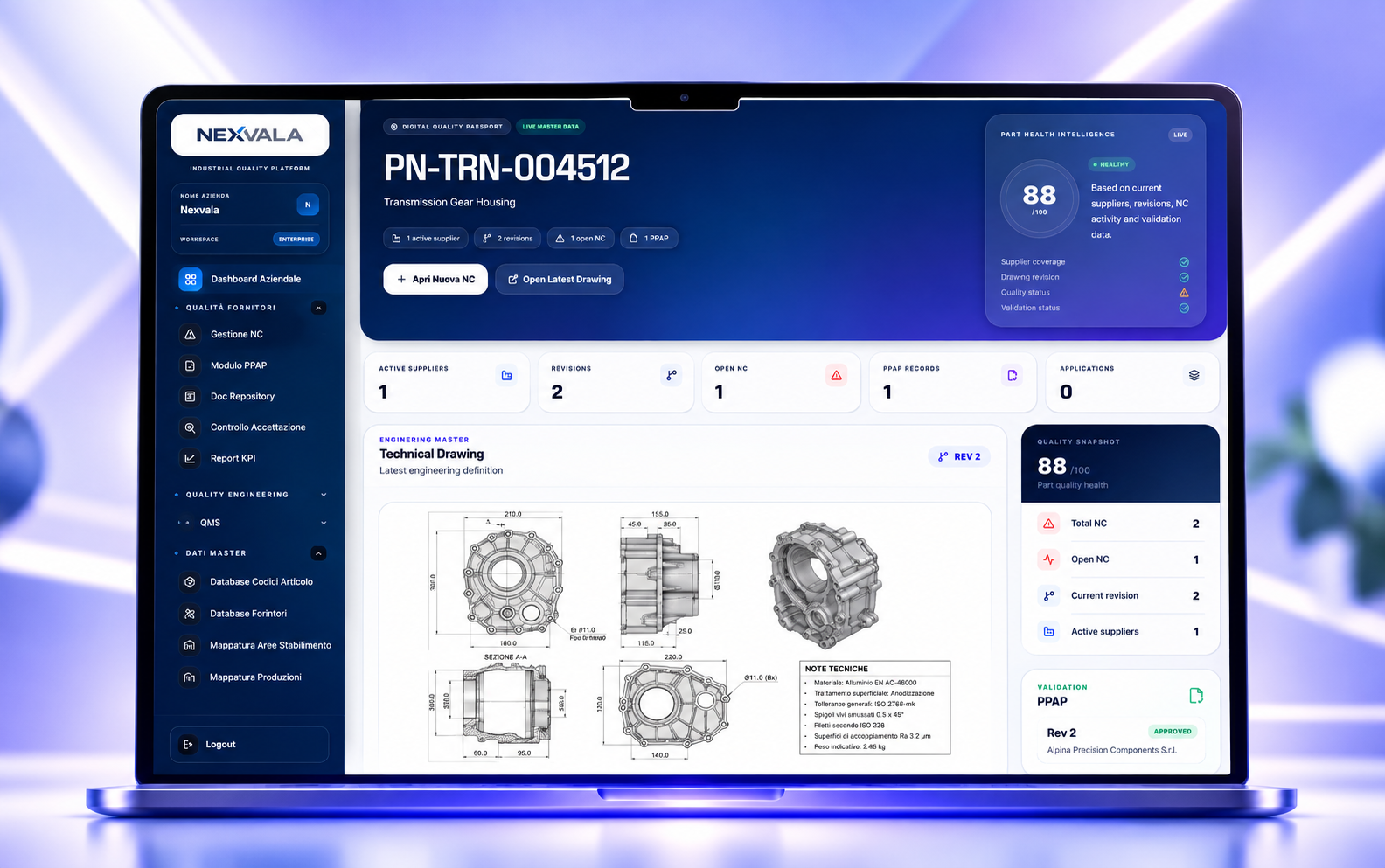 Part Number & Quality Score